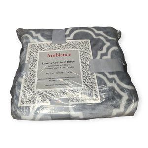NWT Ambiance Gray & White Luxury Velvet Throw